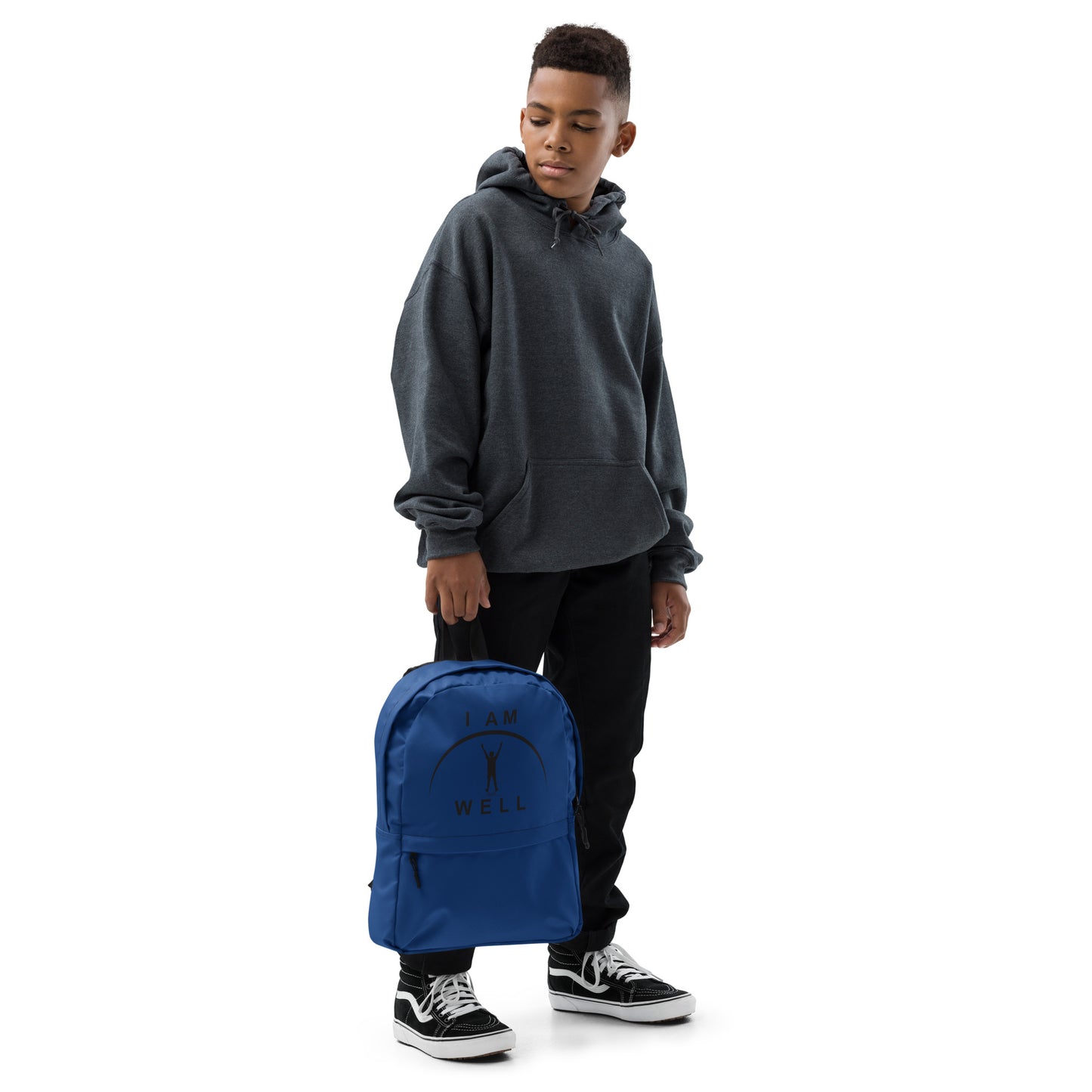 I AM WELL Backpack - Dark Blue w/ Black Logo - Young Man