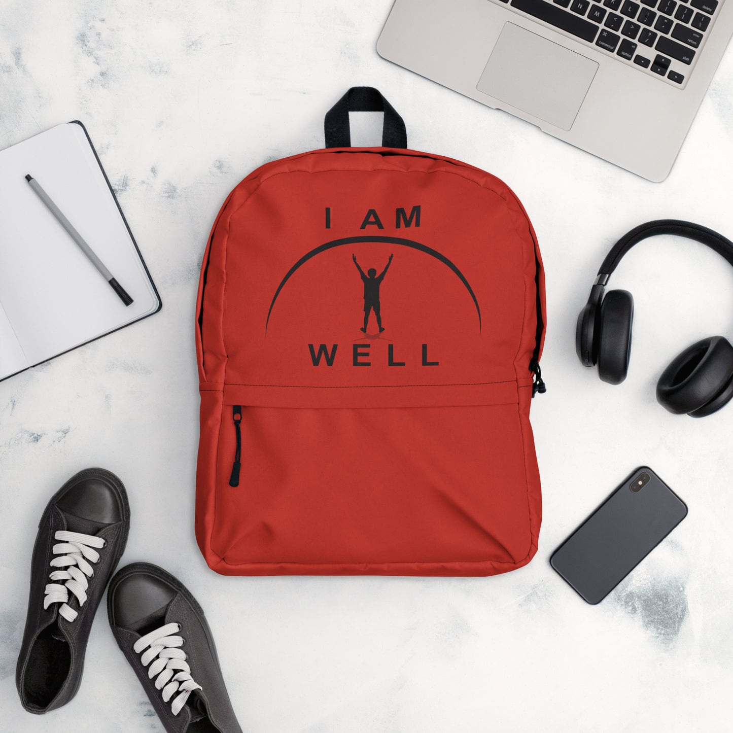 I AM WELL Backpack - Red w/ Black Logo - Young Man