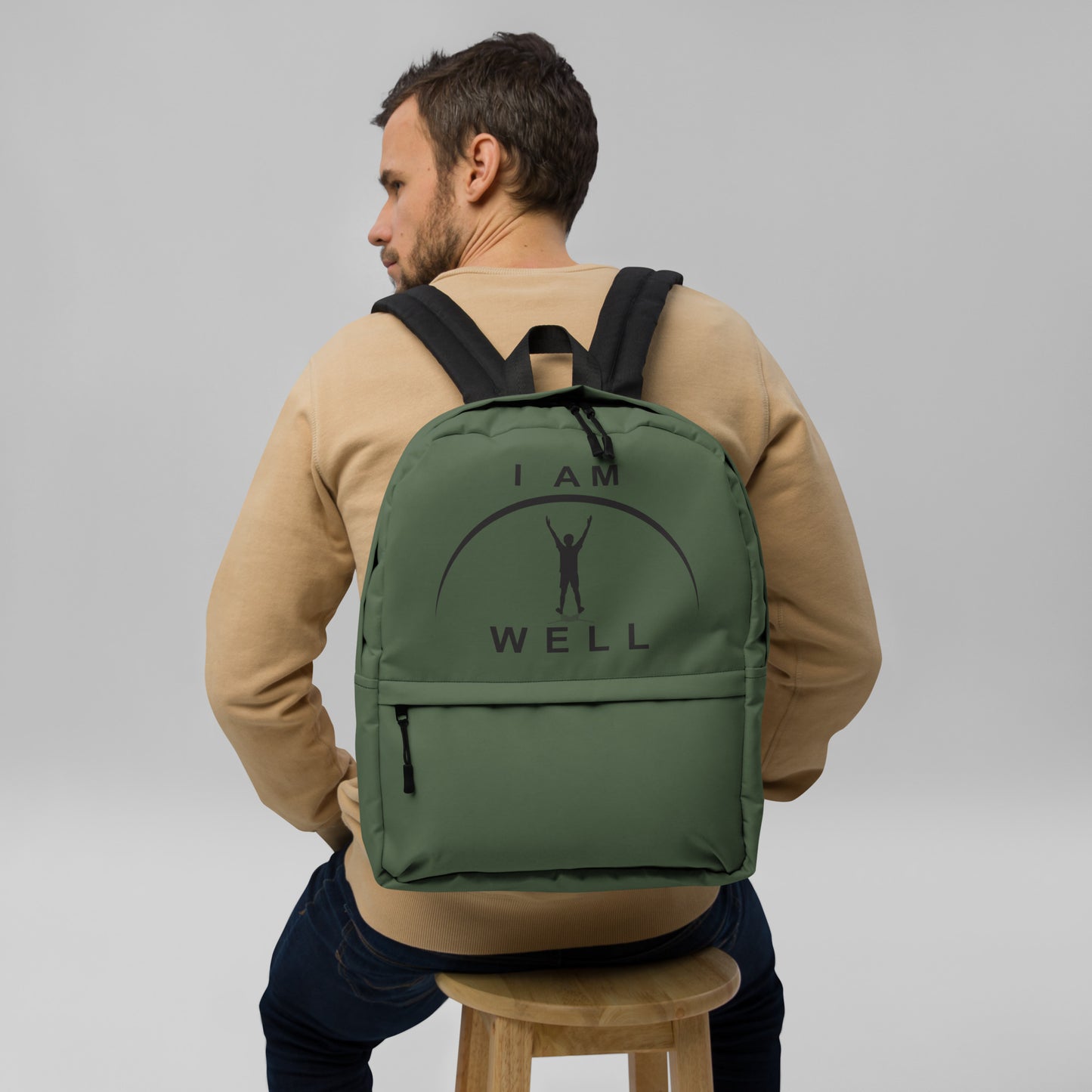 I AM WELL Backpack - Forest Green w/ Black Logo - Young Man