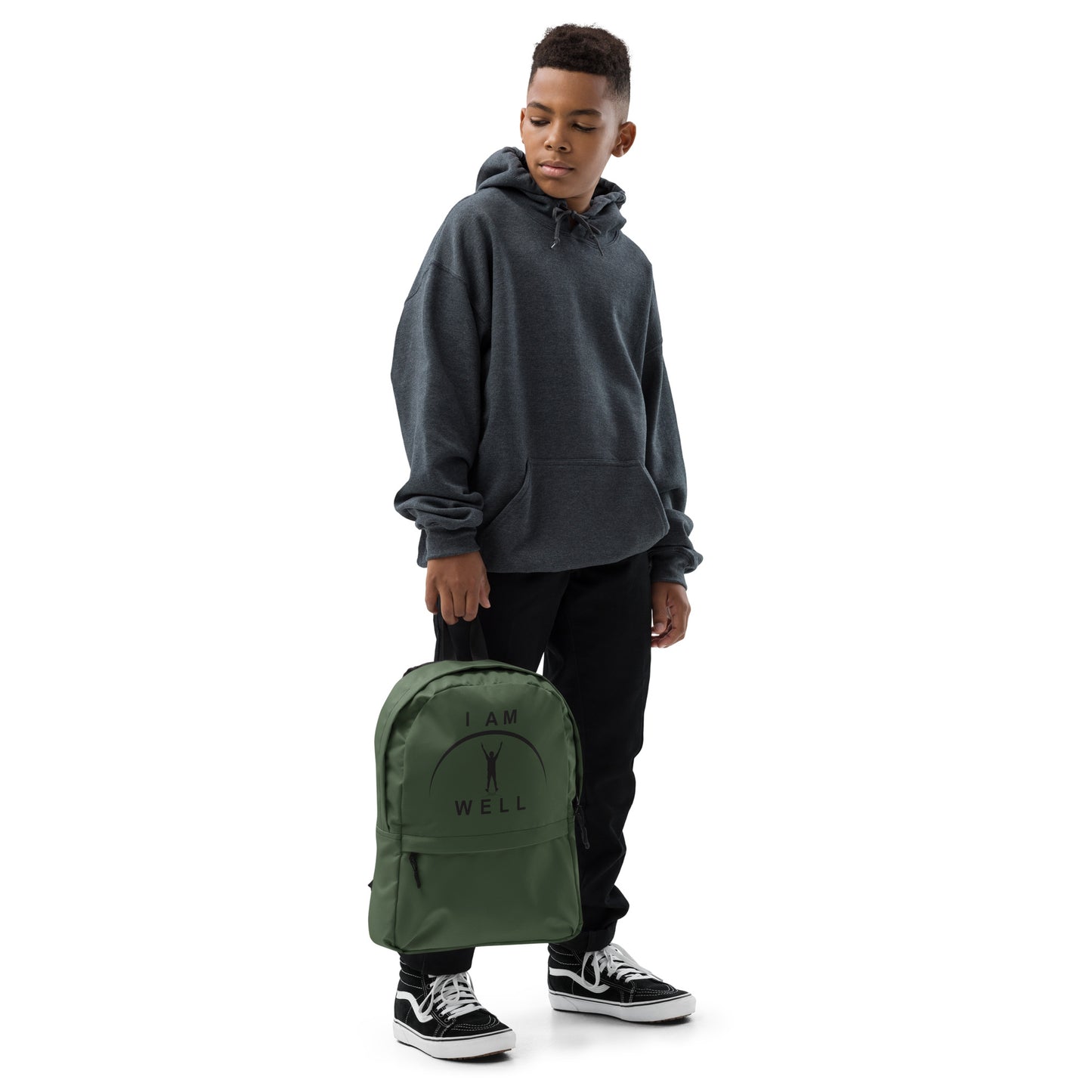 I AM WELL Backpack - Forest Green w/ Black Logo - Young Man