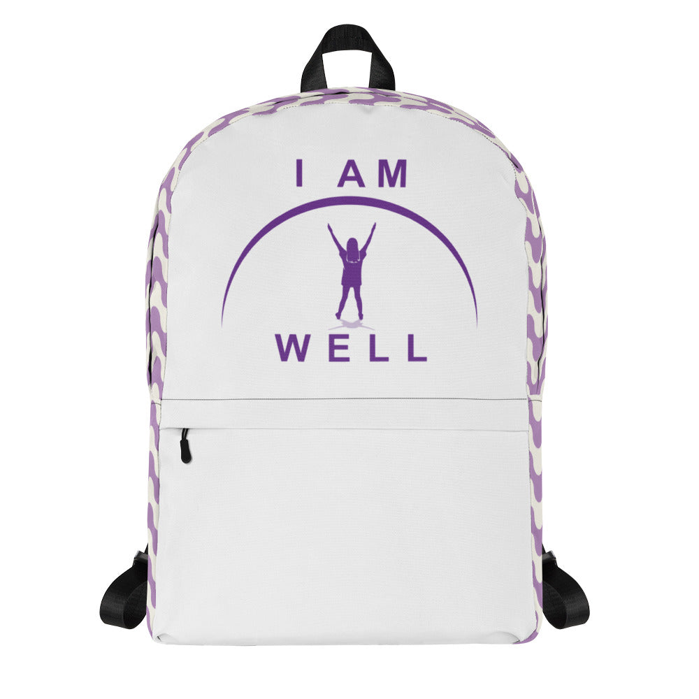 I AM WELL Backpack - Purple Waves w/ Purple Logo - Young Lady