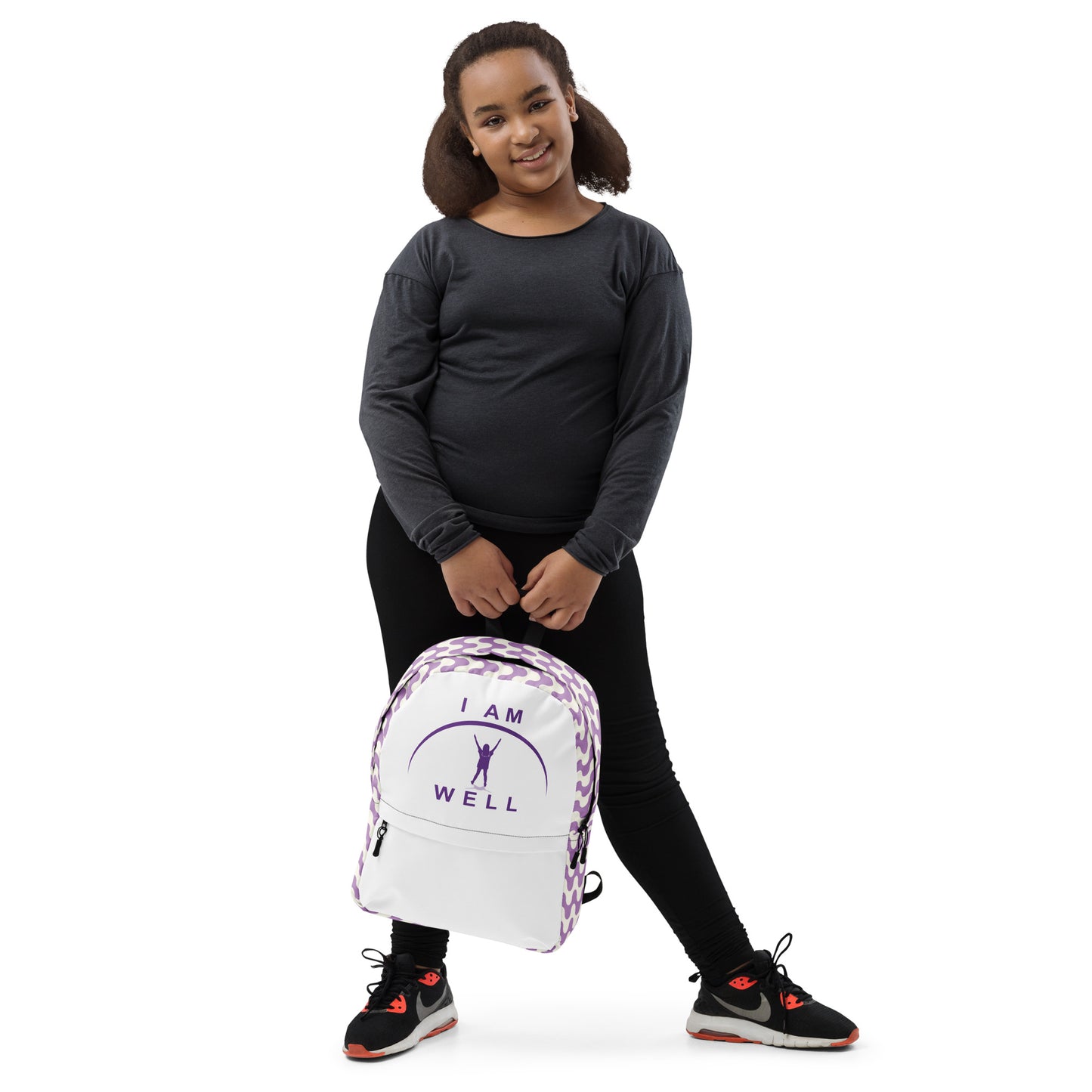 I AM WELL Backpack - Purple Waves w/ Purple Logo - Young Lady