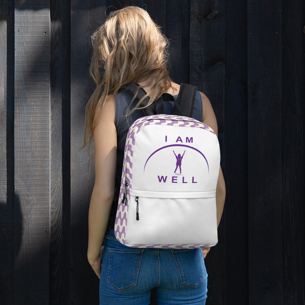 I AM WELL Backpack - Purple Waves w/ Purple Logo - Young Lady