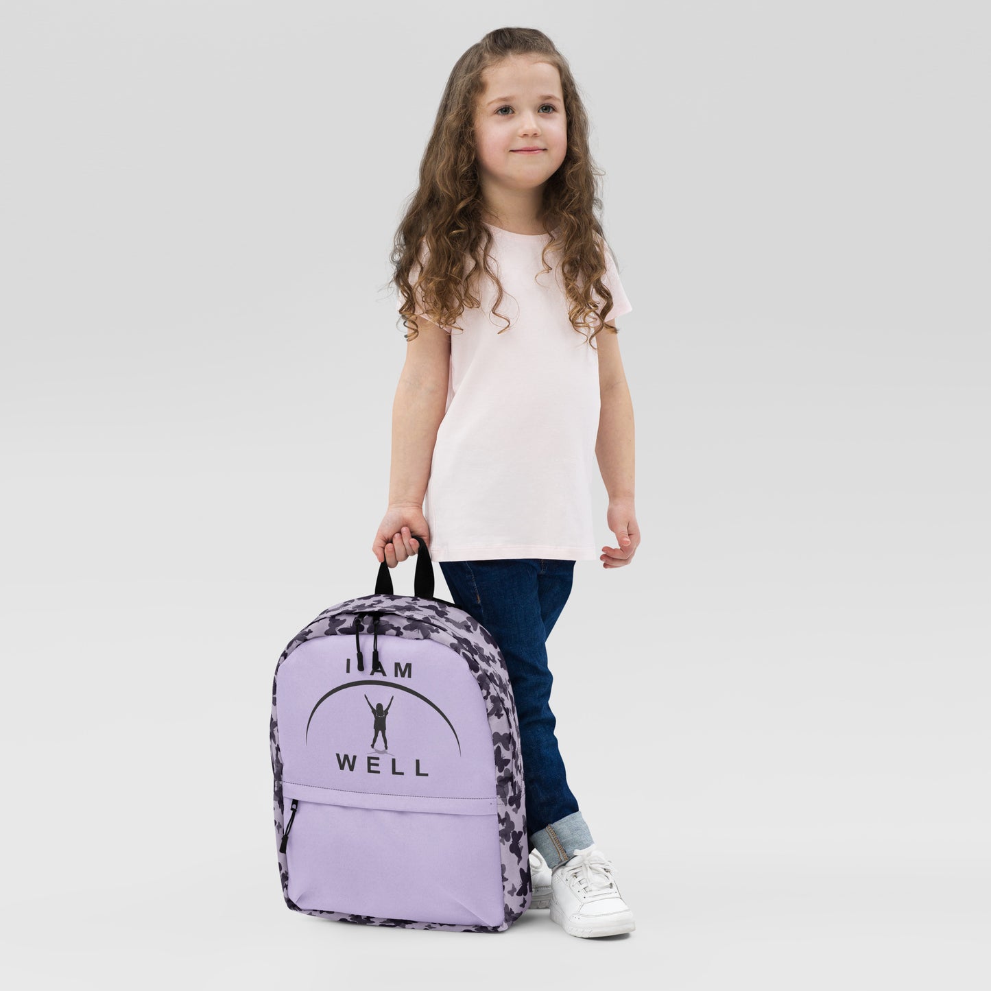 I AM WELL Backpack - Purple Butterflies w/ Black Logo - Young Lady