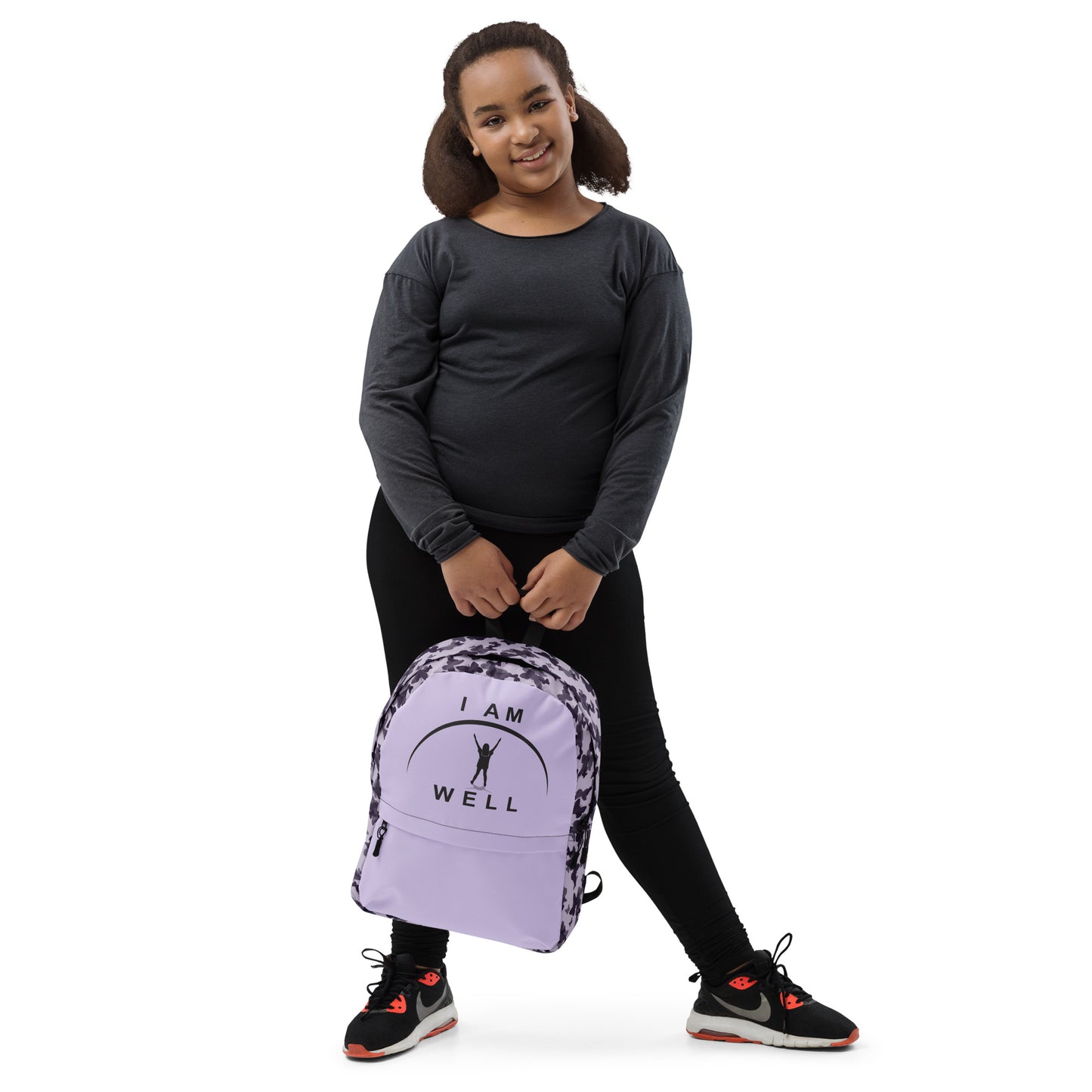 I AM WELL Backpack - Purple Butterflies w/ Black Logo - Young Lady