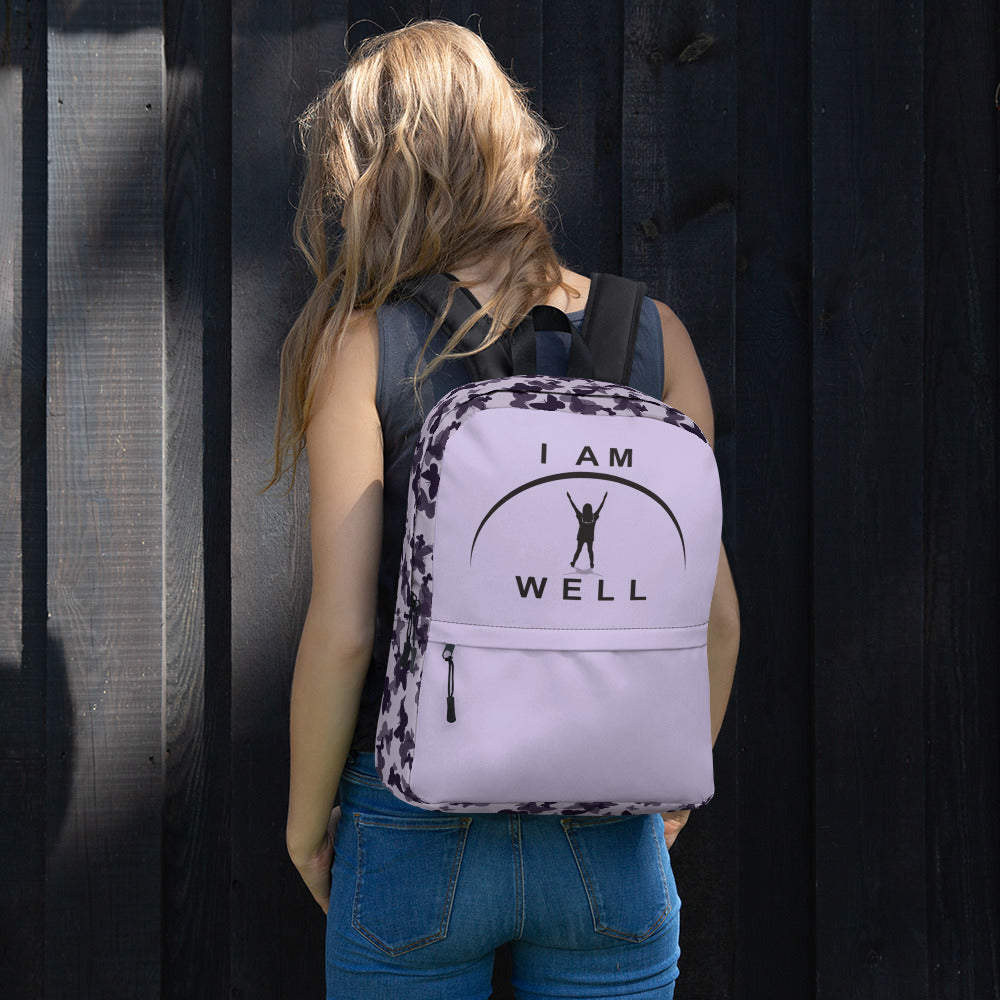 I AM WELL Backpack - Purple Butterflies w/ Black Logo - Young Lady