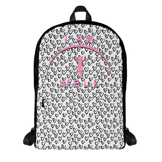 I AM WELL Backpack - Hearts w/ Pink Shadow Logo - Girl