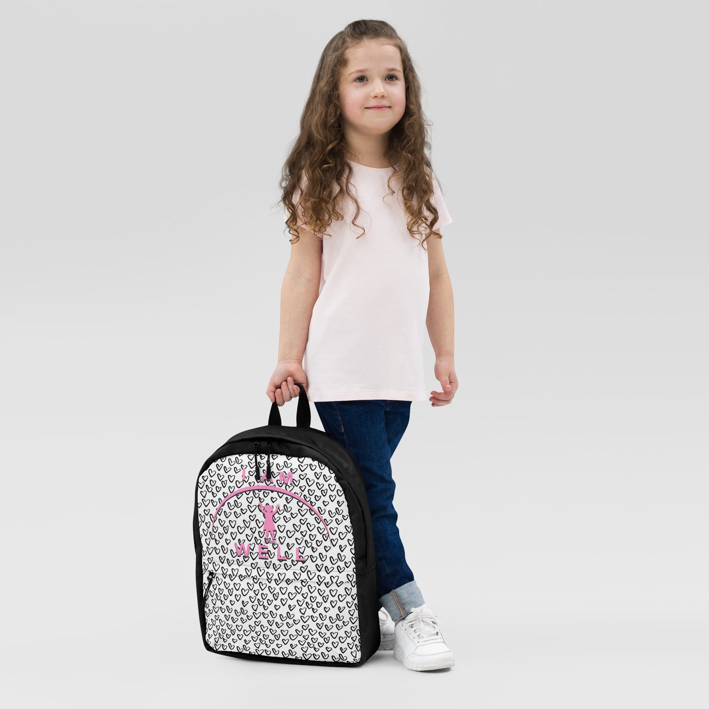 I AM WELL Backpack - Hearts w/ Pink Shadow Logo - Girl