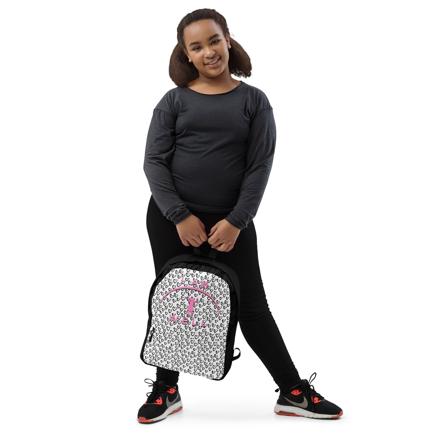 I AM WELL Backpack - Hearts w/ Pink Shadow Logo - Girl