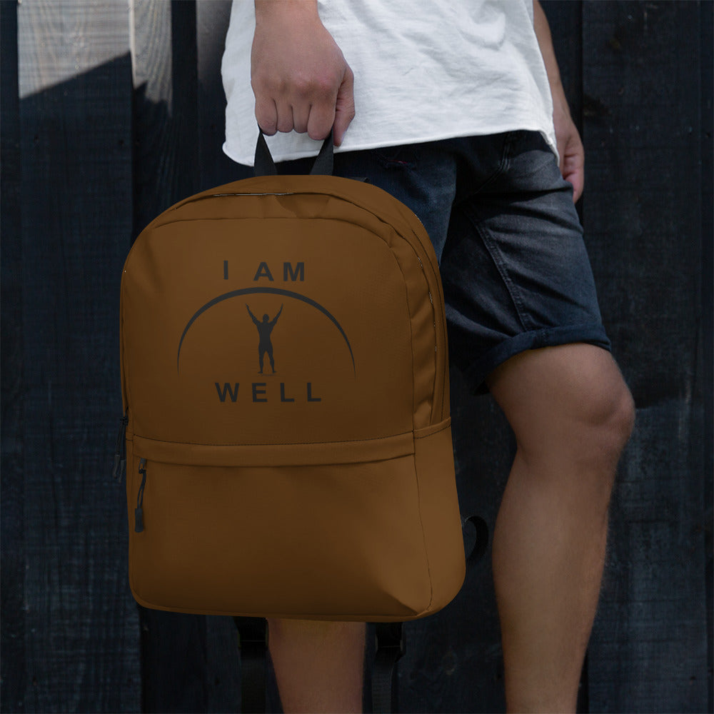 I AM WELL Men's Backpack - Brown w/ Black Logo