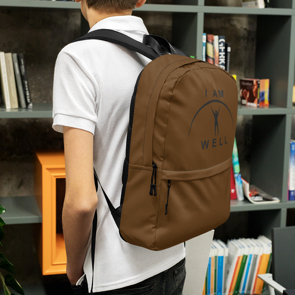 I AM WELL Men's Backpack - Brown w/ Black Logo