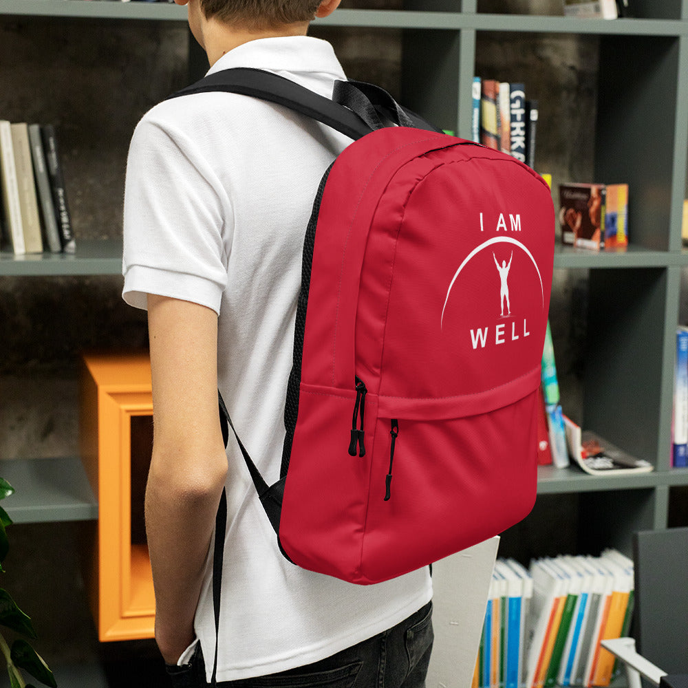 I AM WELL Men's Backpack - Red w/ White Logo