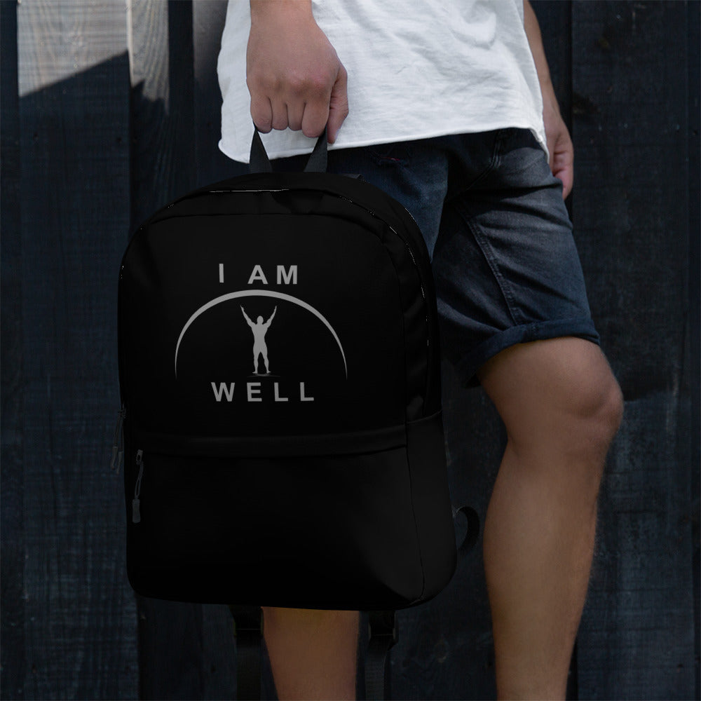 I AM WELL Men's Backpack - Black w/ Grey Logo