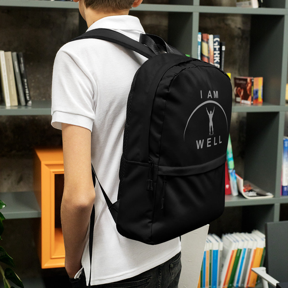 I AM WELL Men's Backpack - Black w/ Grey Logo