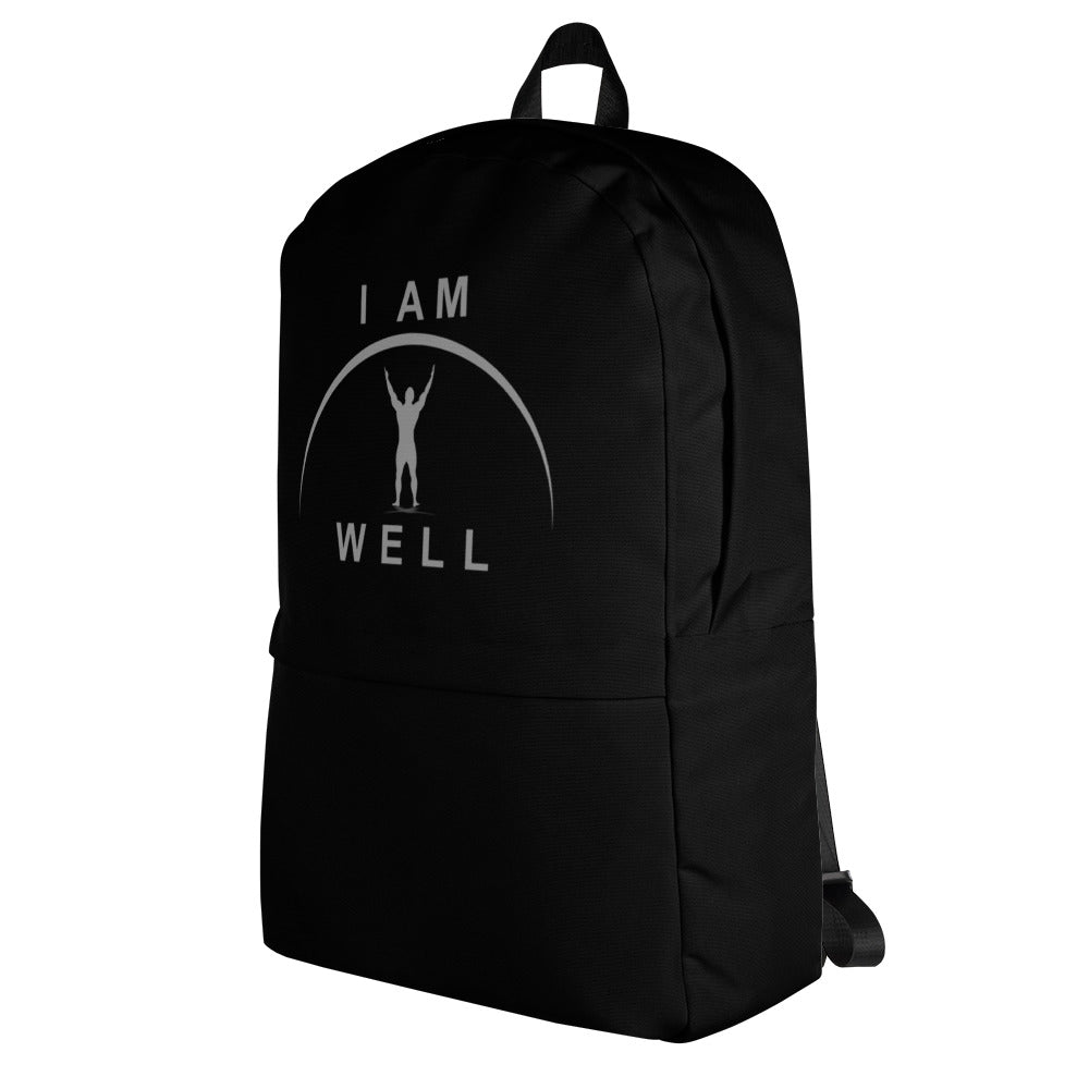 I AM WELL Men's Backpack - Black w/ Grey Logo