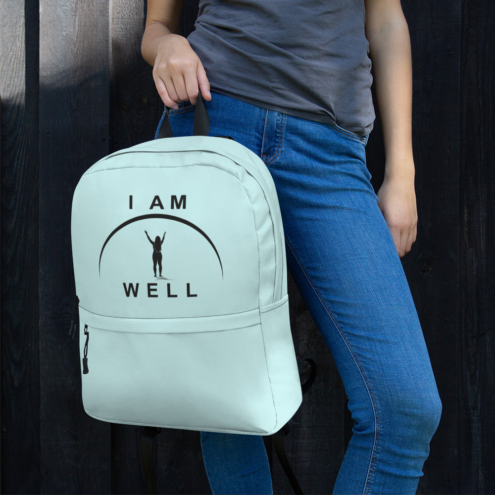 I AM WELL Women's Backpack - Light Blue w/ Black Logo