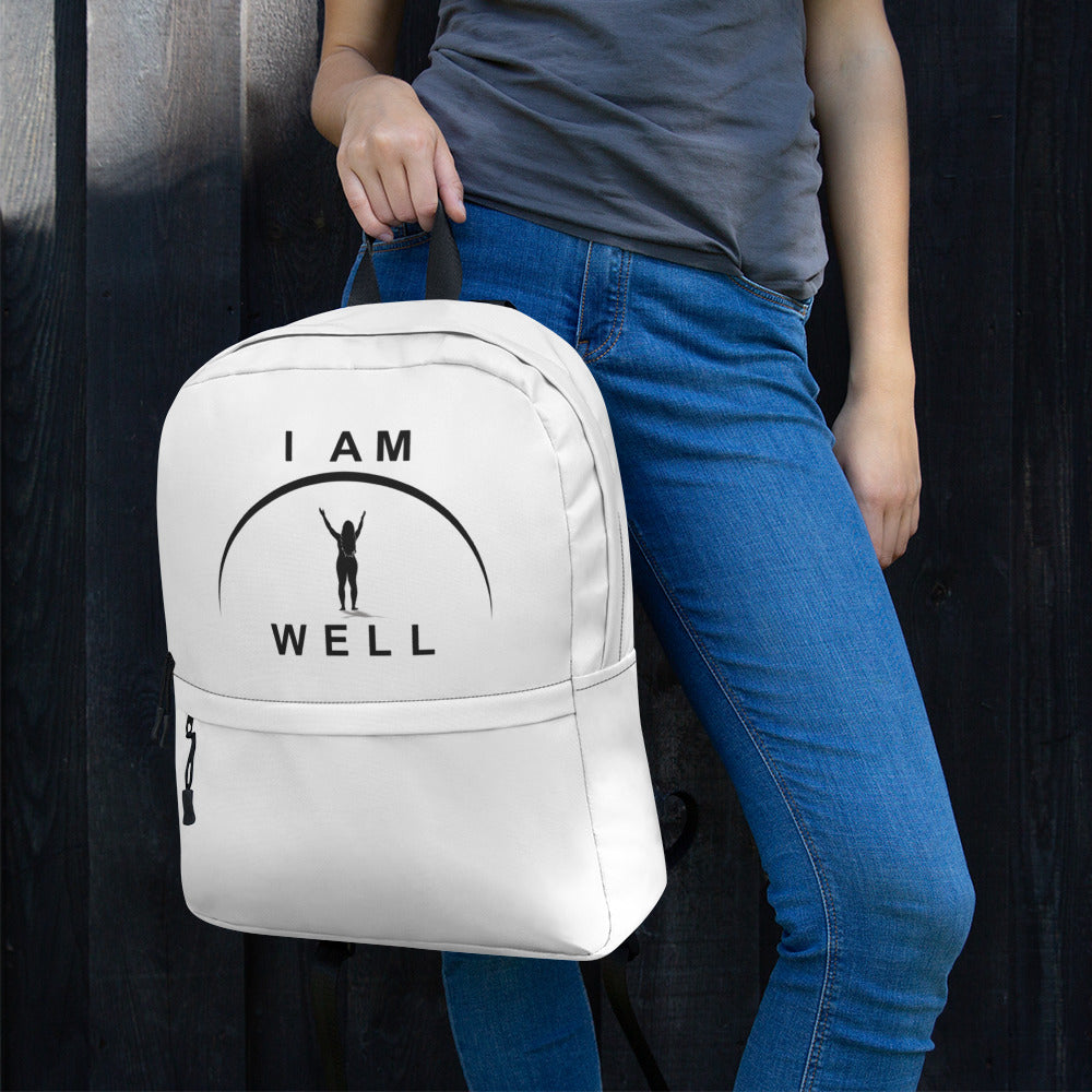 I AM WELL Women's Backpack - White w/ Black Logo