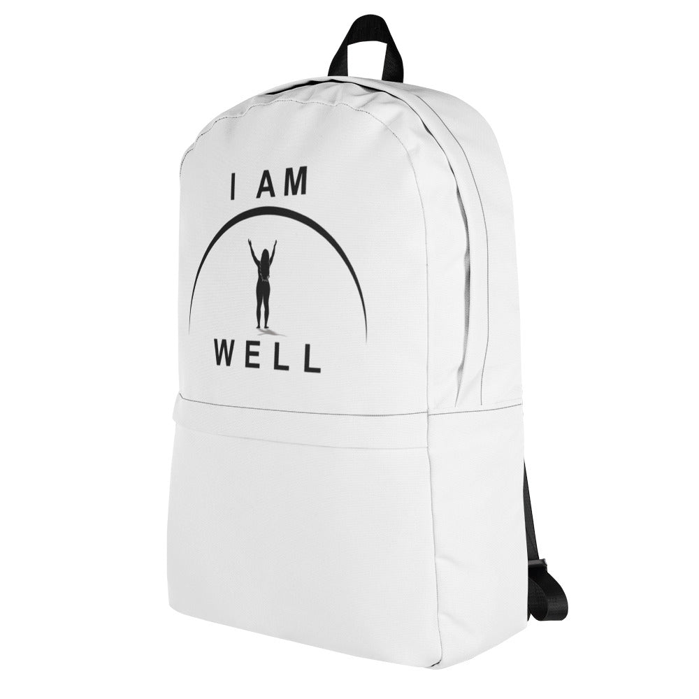 I AM WELL Women's Backpack - White w/ Black Logo