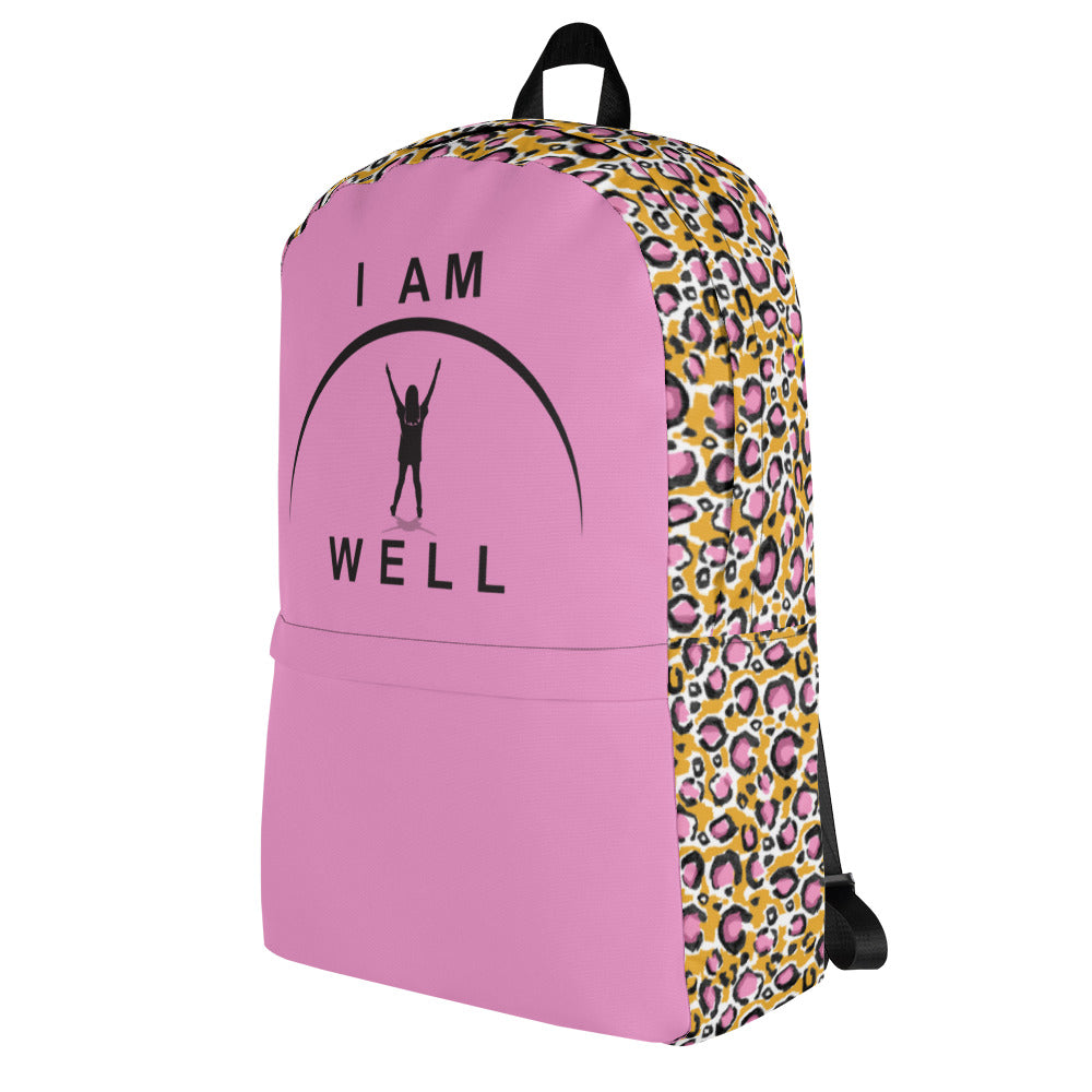 I AM WELL Backpack - Pink Cheetah w/ Black Logo - Young Lady