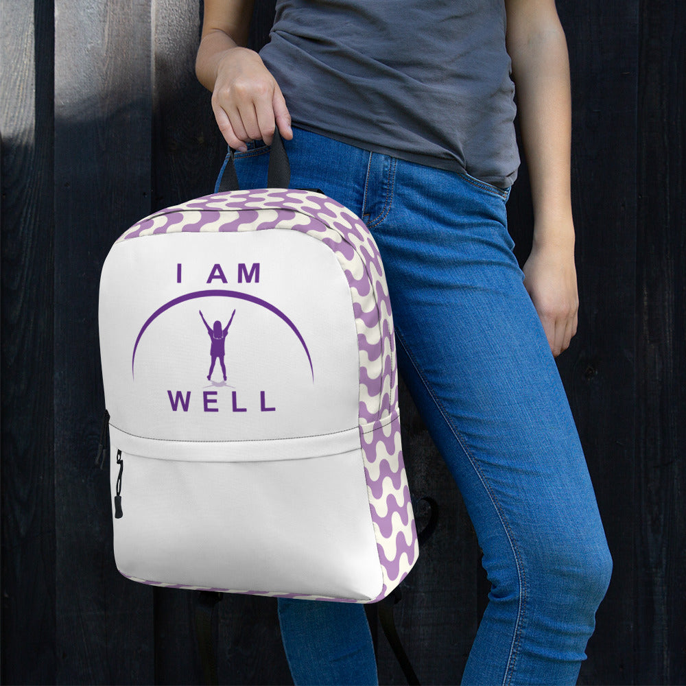 I AM WELL Backpack - Purple Waves w/ Purple Logo - Young Lady