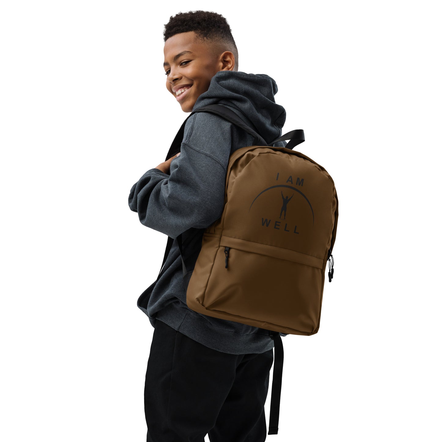 I AM WELL Men's Backpack - Brown w/ Black Logo