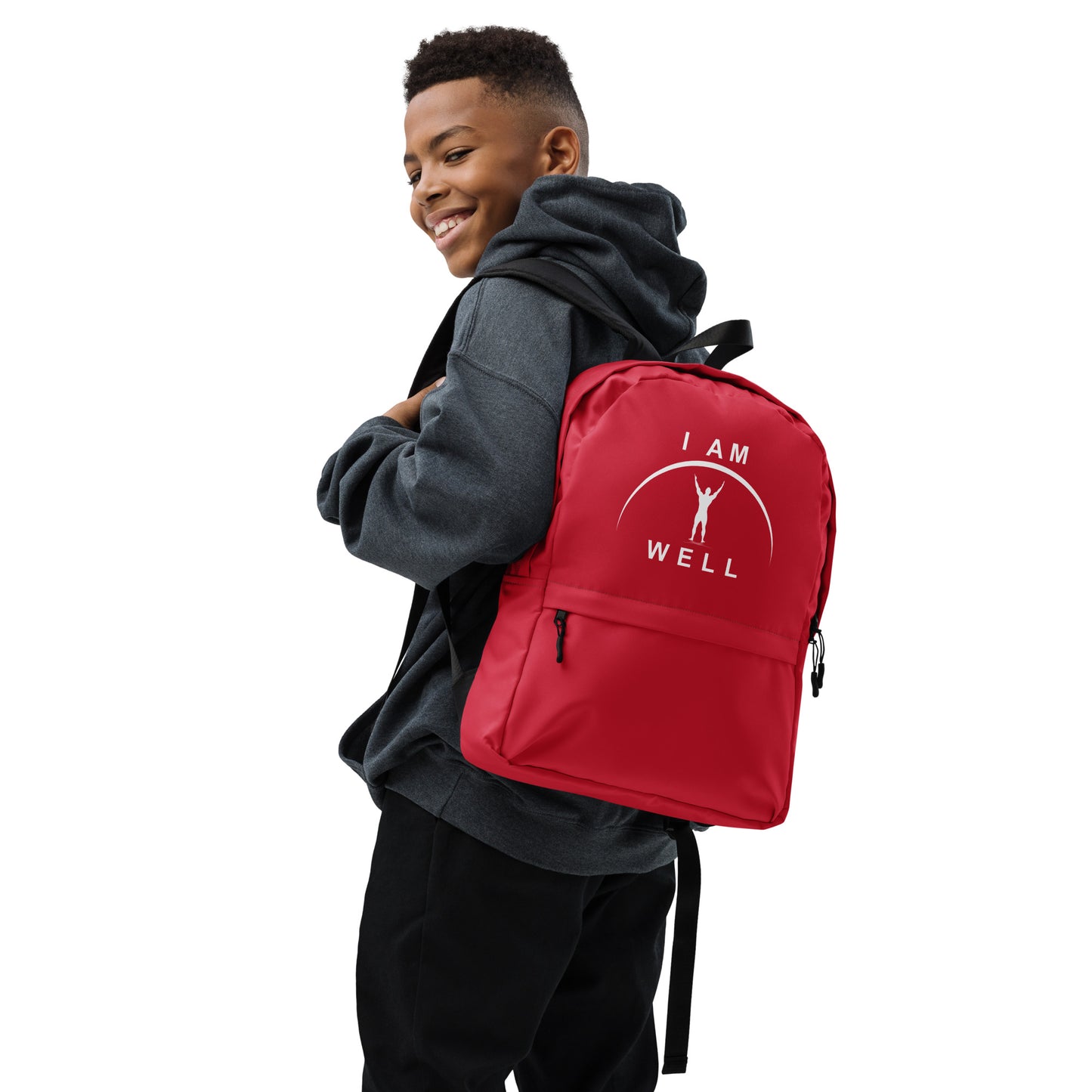 I AM WELL Men's Backpack - Red w/ White Logo