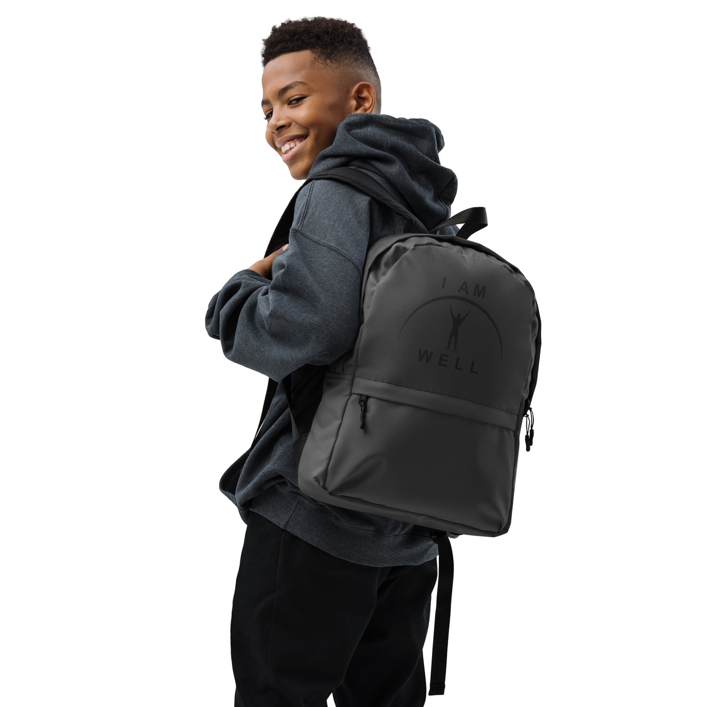 I AM WELL Men's Backpack - Dark Grey w/ Black Logo