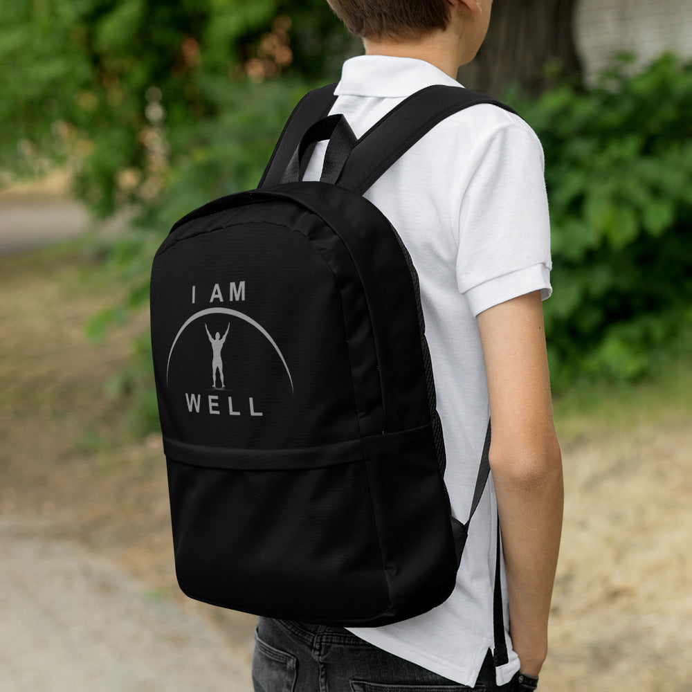 I AM WELL Men's Backpack - Black w/ Grey Logo