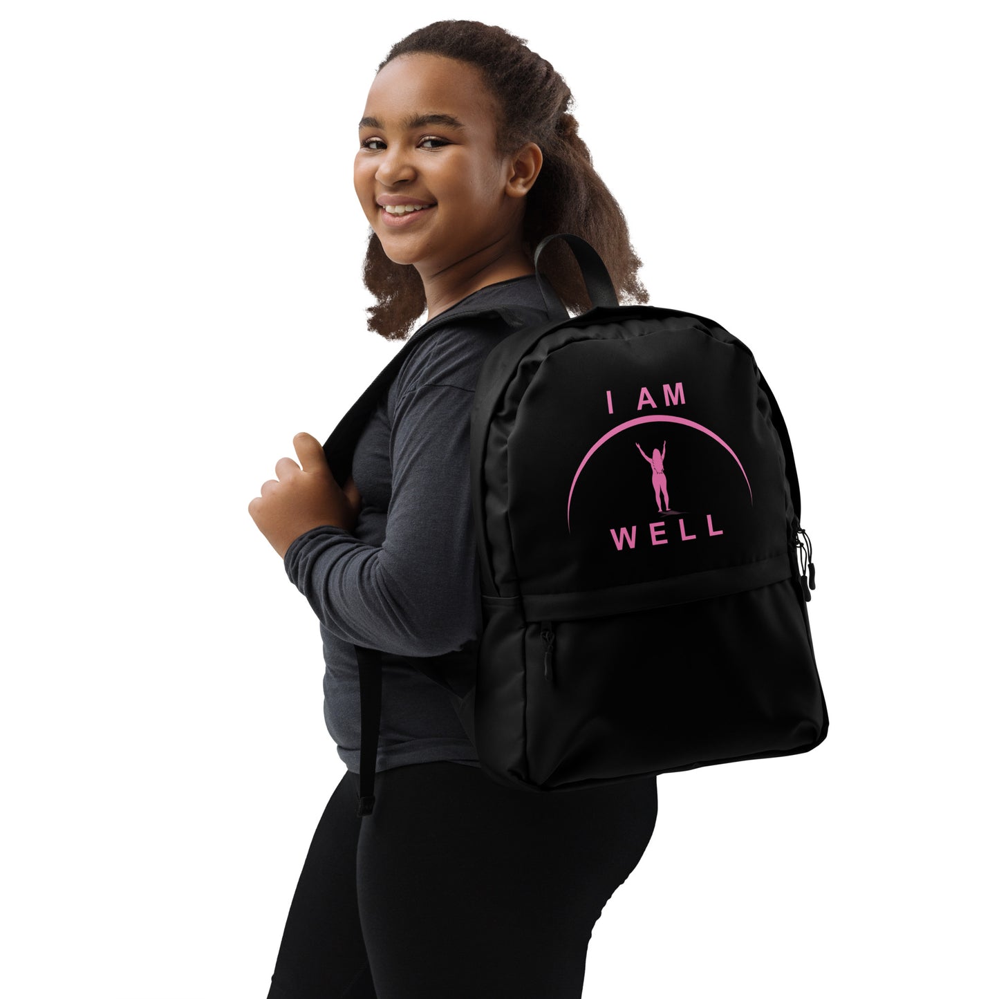 I AM WELL Women's Backpack - Black w/ Pink Logo