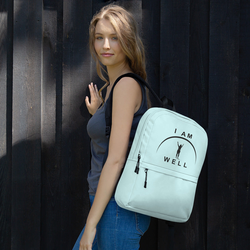 I AM WELL Women's Backpack - Light Blue w/ Black Logo