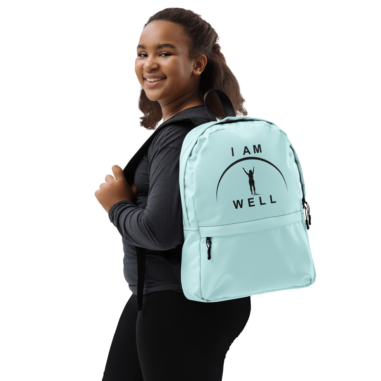 I AM WELL Women's Backpack - Light Blue w/ Black Logo