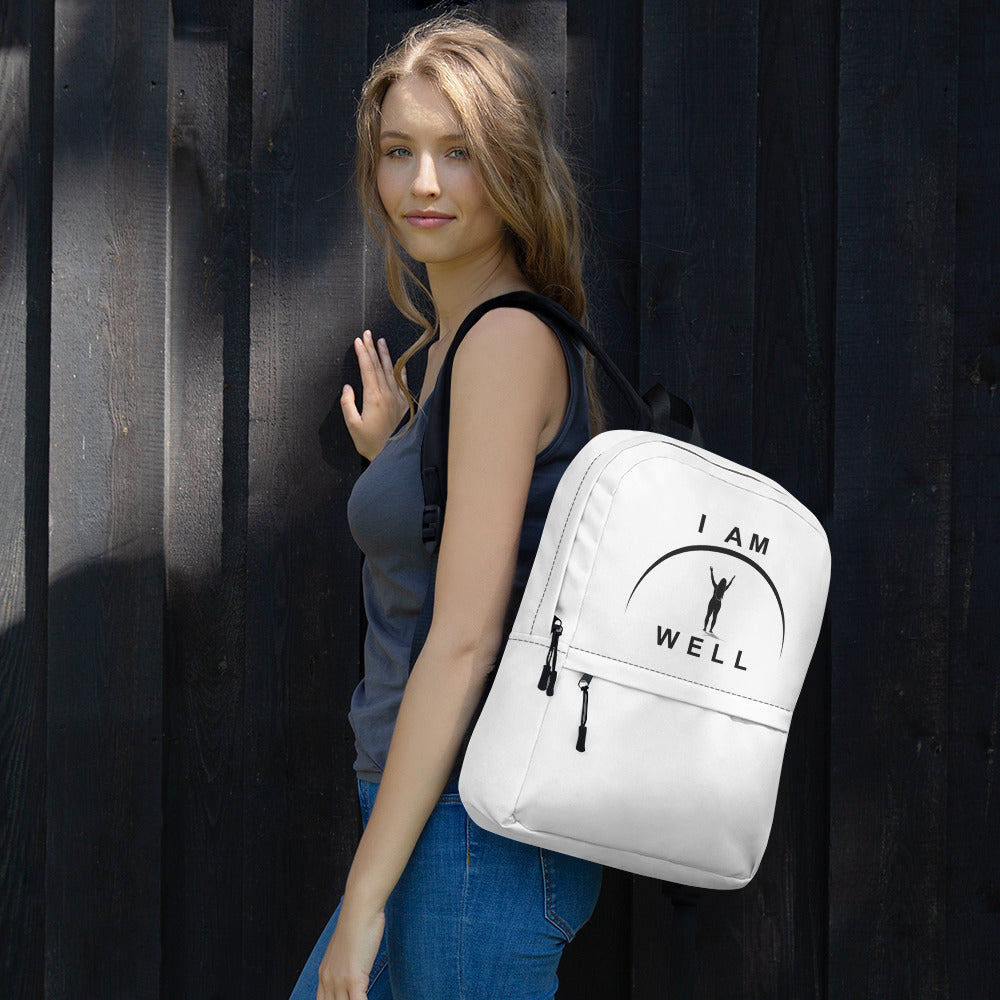 I AM WELL Women's Backpack - White w/ Black Logo