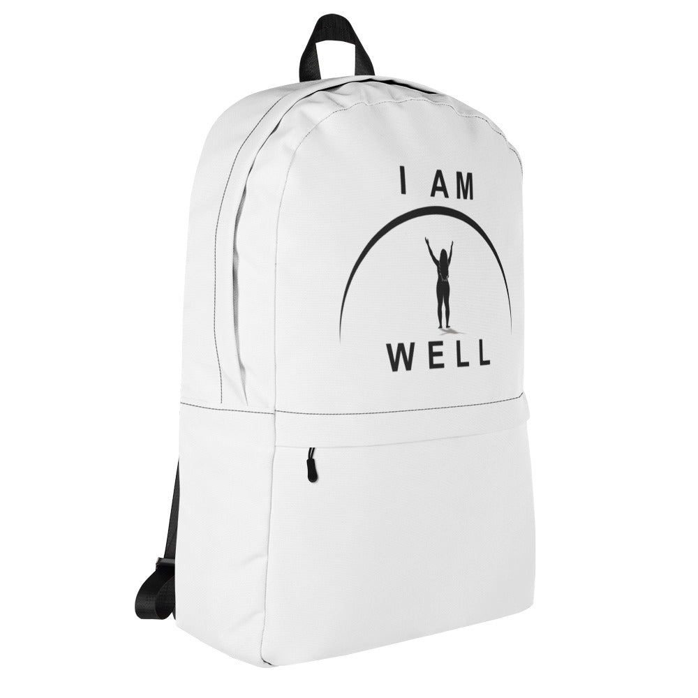 I AM WELL Women's Backpack - White w/ Black Logo