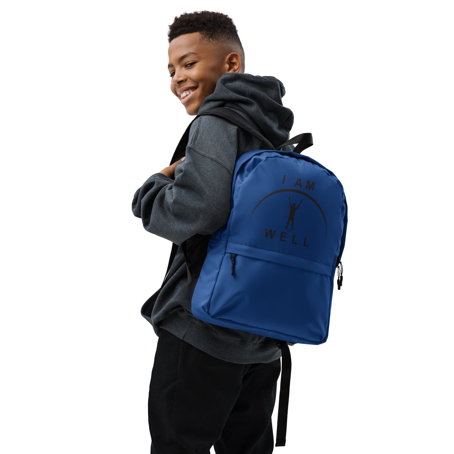 I AM WELL Backpack - Dark Blue w/ Black Logo - Young Man