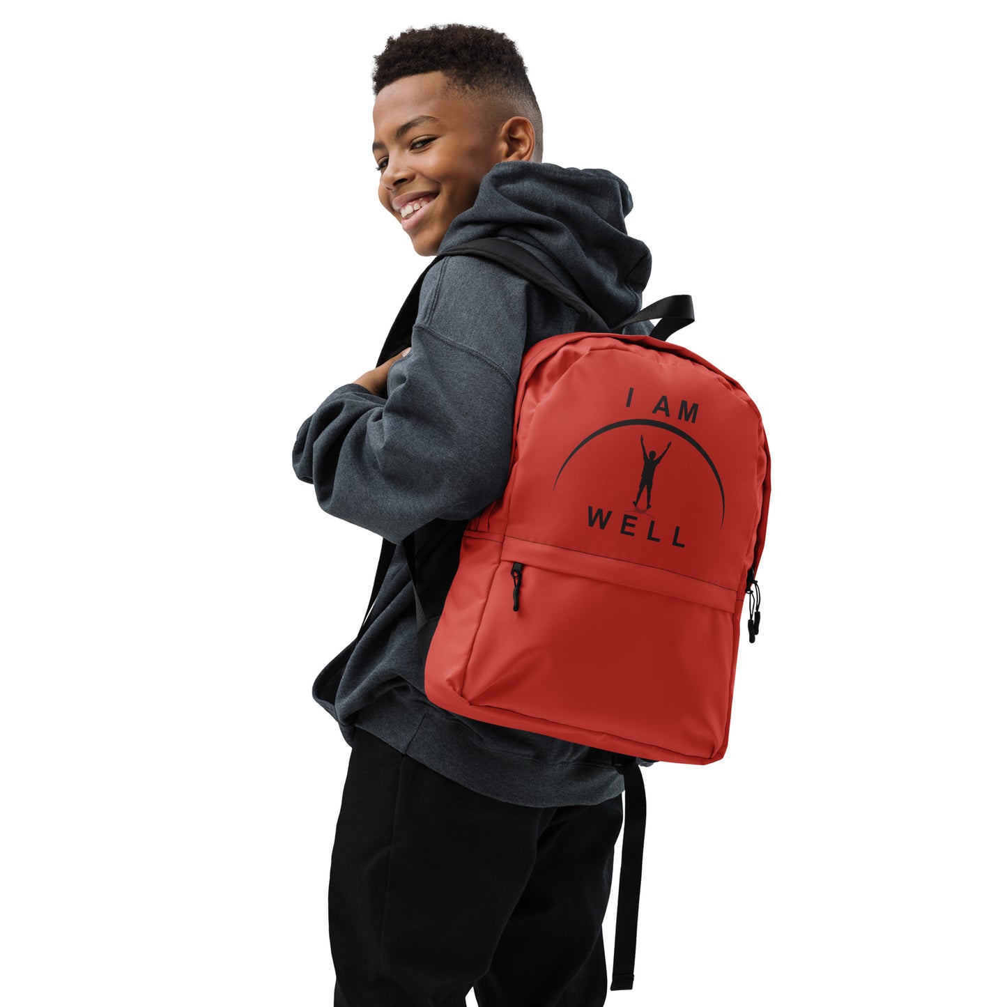 I AM WELL Backpack - Red w/ Black Logo - Young Man