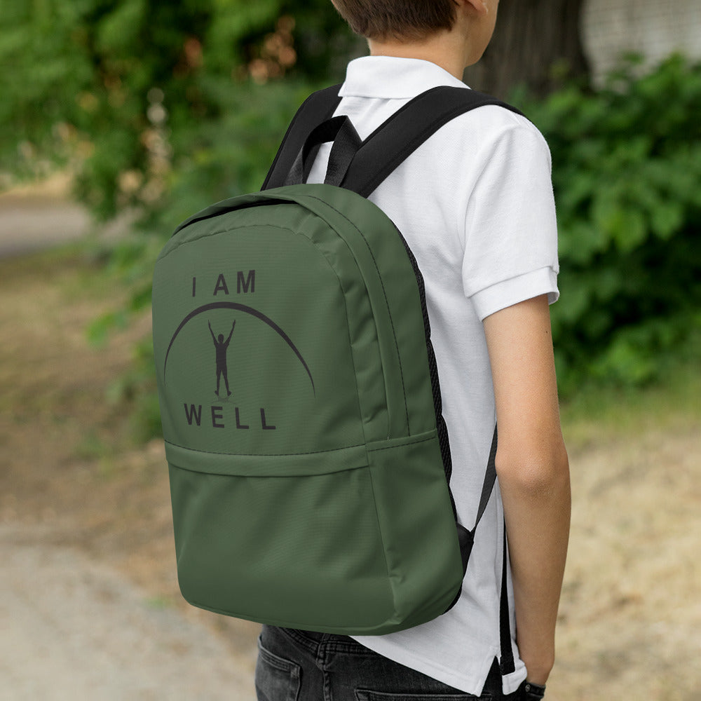 I AM WELL Backpack - Forest Green w/ Black Logo - Young Man