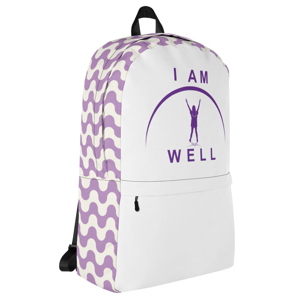 I AM WELL Backpack - Purple Waves w/ Purple Logo - Young Lady