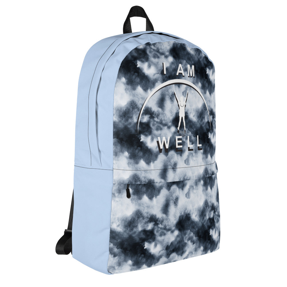 I AM WELL Backpack - Stormy Skies w/ White Shadow Logo - Young Lady