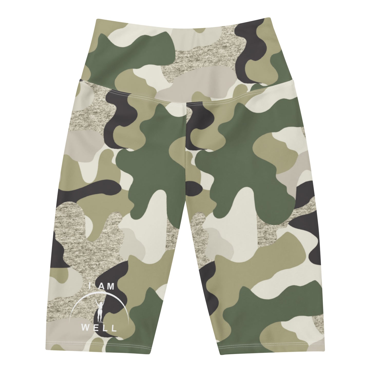 I AM WELL Women's Biker Shorts Camo w/ White Logo