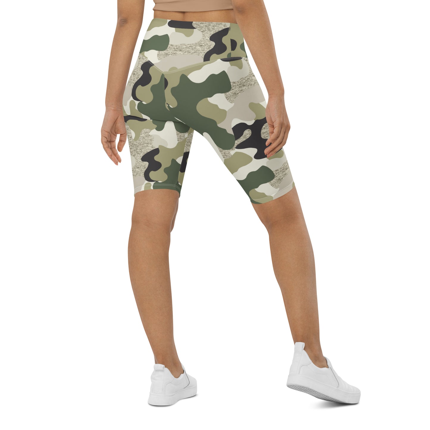 I AM WELL Women's Biker Shorts Camo w/ White Logo