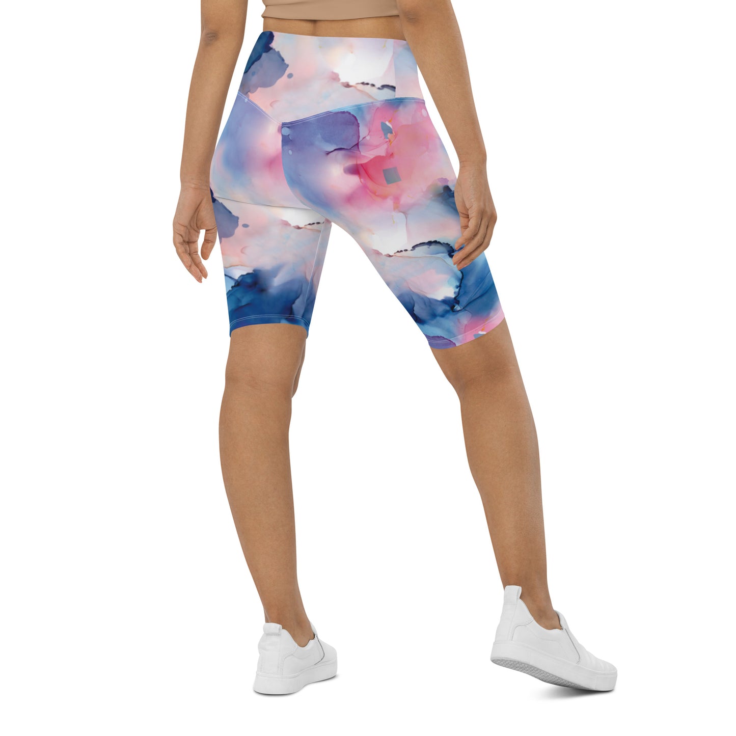 I AM WELL Women's Biker Shorts Water Color w/ White Logo