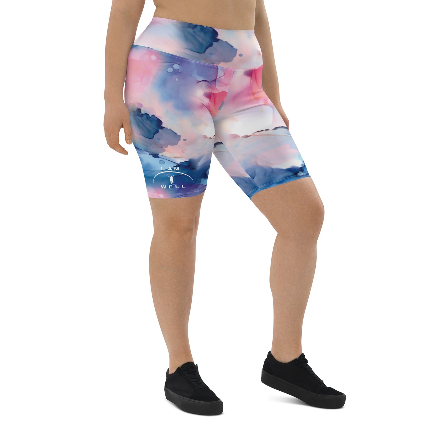 I AM WELL Women's Biker Shorts Water Color w/ White Logo