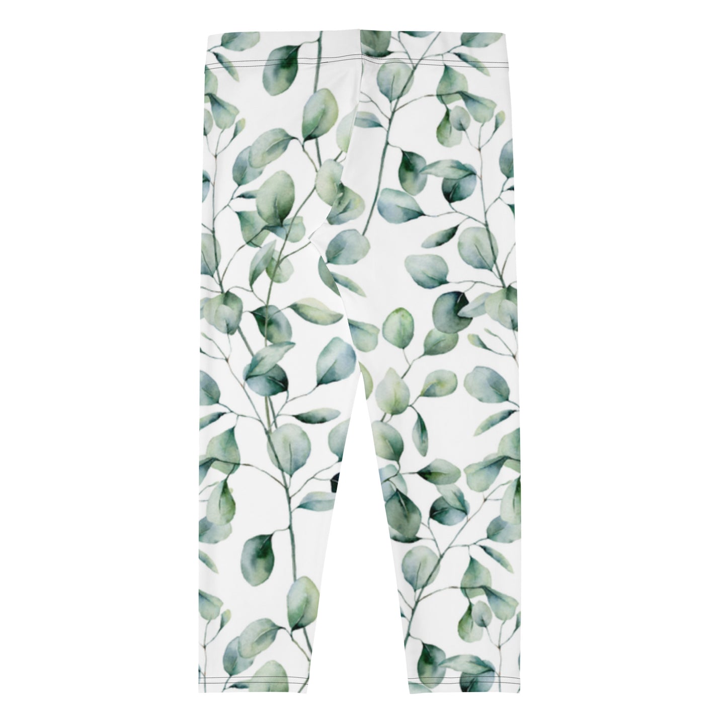 I AM WELL Women's Capri Leggings Green Leaves w/ White Logo