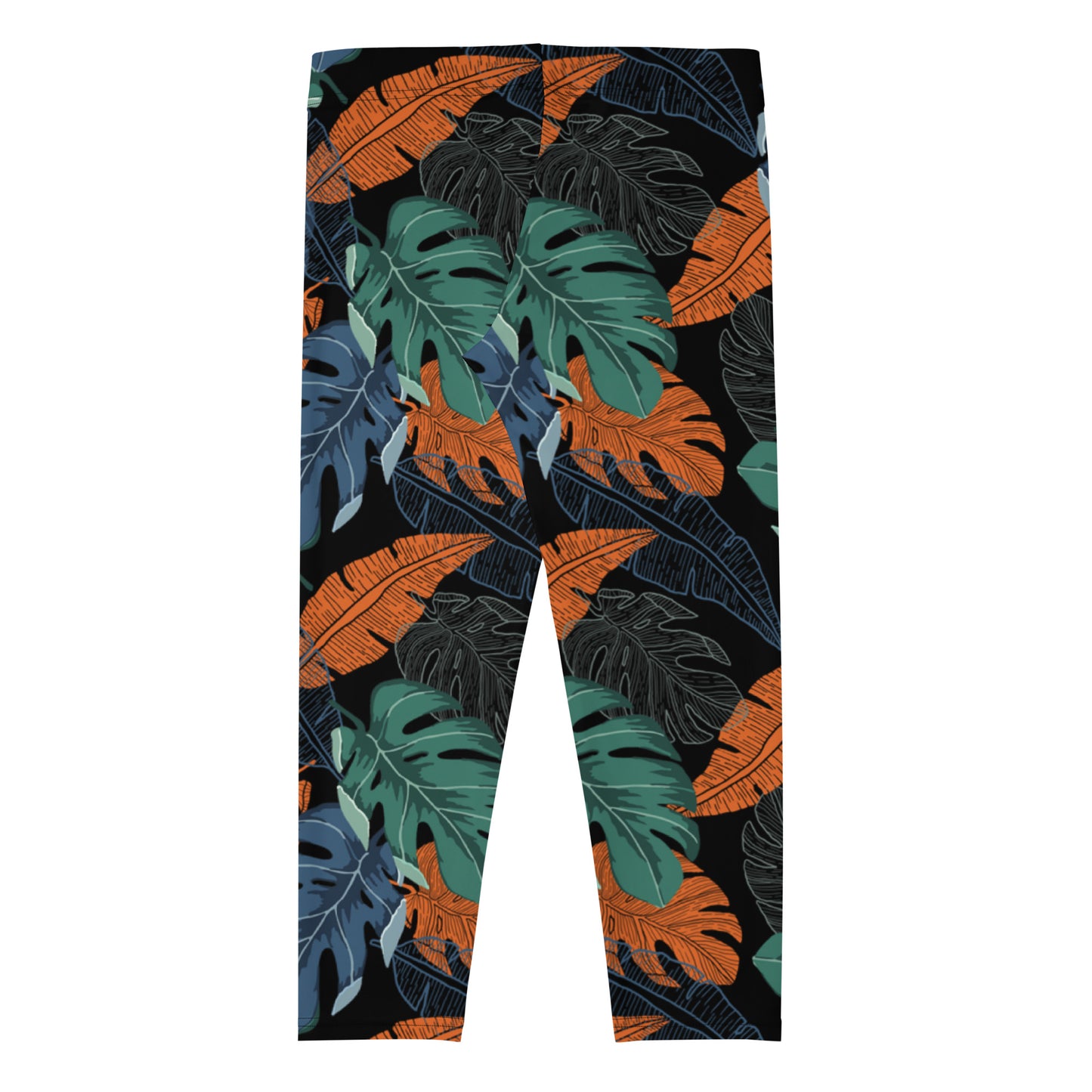 I AM WELL Women's Capri Leggings Tropical Leaves w/ Black Logo