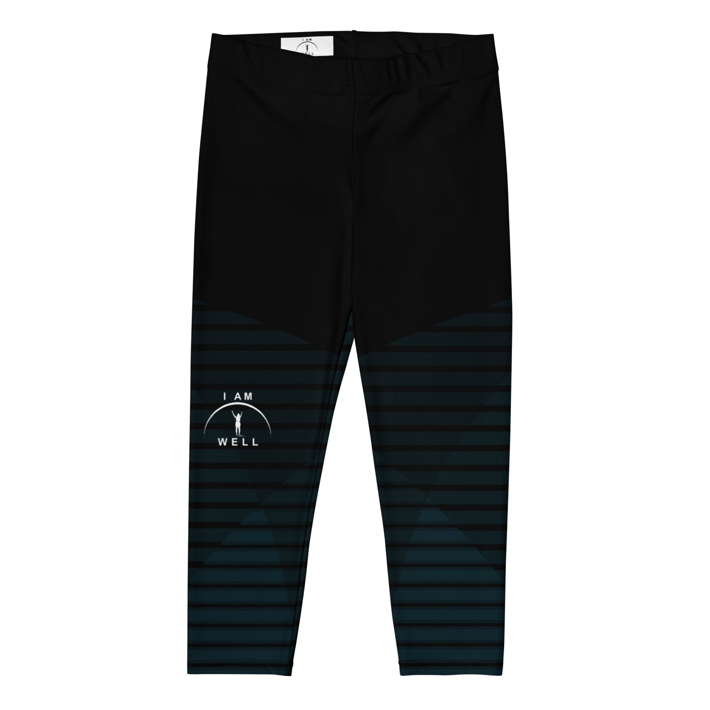 I AM WELL Women's Capri Leggings Black Pattern w/ White Logo