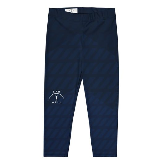 I AM WELL Women's Capri Leggings Navy Pattern w/ White Logo