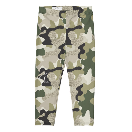 I AM WELL Women's Capri Leggings Green Camo w/ White Logo