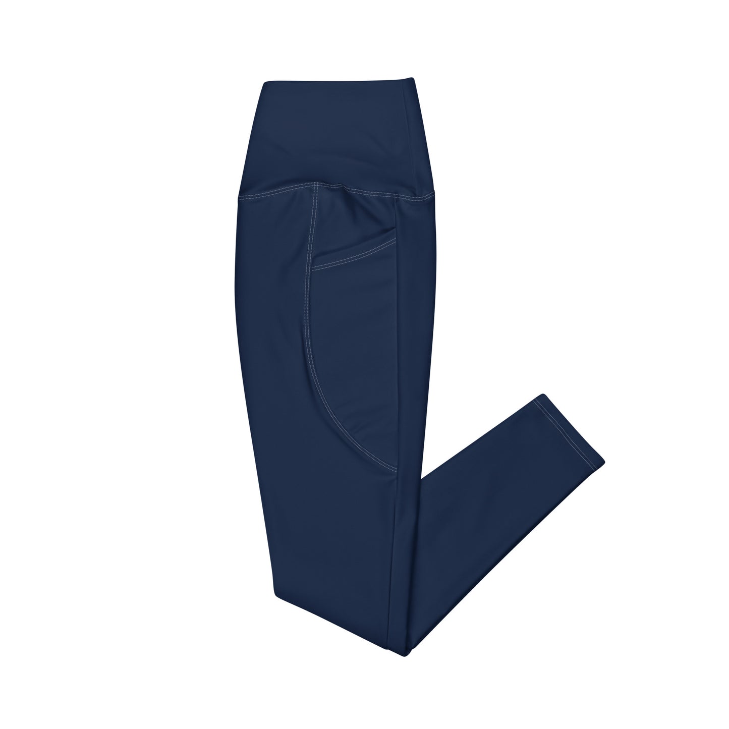 I AM WELL Women's Crossover Leggings with Pockets Navy w/ White Logo