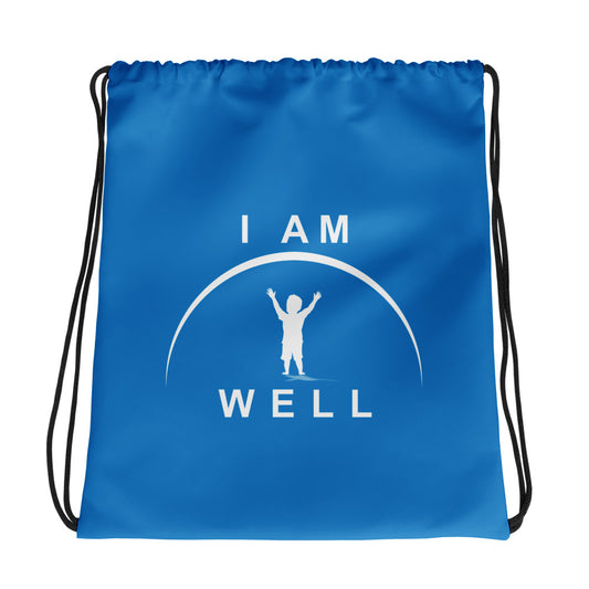 I AM WELL Drawstring bag - Blue w/ White Logo - Boy