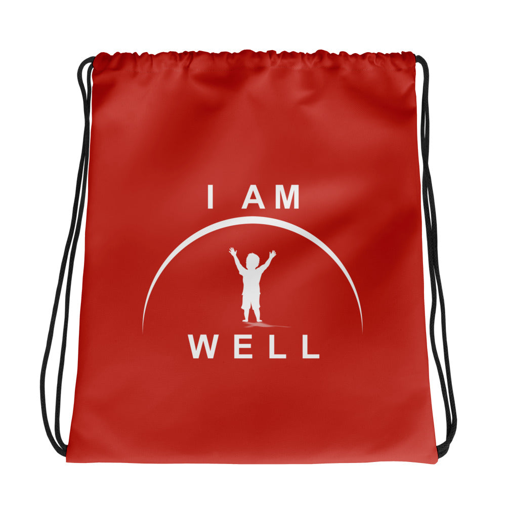 I AM WELL Drawstring bag - Red w/ White Logo - Boy